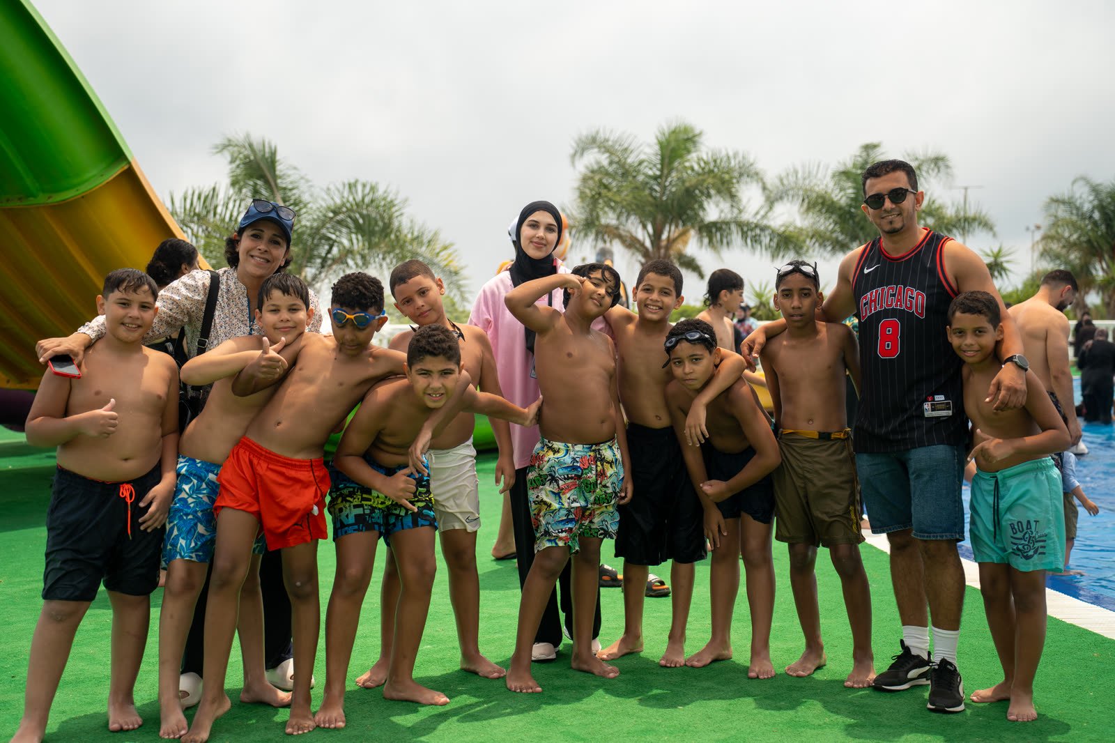 Group of campers at the water park